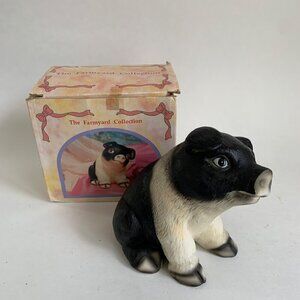 The Farmyard Collection Black White Pig Bank Ceramic